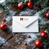 Festive Red Bow Christmas Label