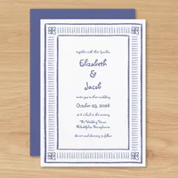 Navy Blue Quirky Playful Hand Drawn Wedding  Invitation