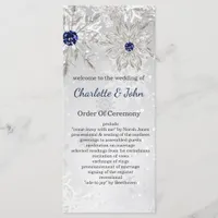 silver navy snowflakes winter wedding programs