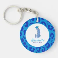 Modern Graduate Blue Leopard Acrylic Keychain