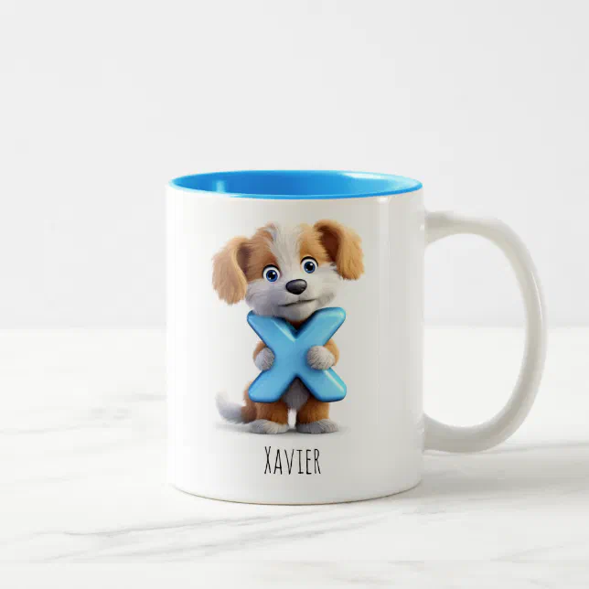 Letter X Dog Alphabet Monogram Coffee Mug