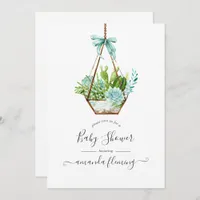 Watercolor Desert Cactus Succulents Baby Shower Invitation
