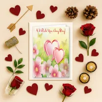 Vibrant Pink Floral Heart Butterfly Love Holiday Card