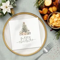 Merry Christmas Tree Sage Script Name Year Napkins