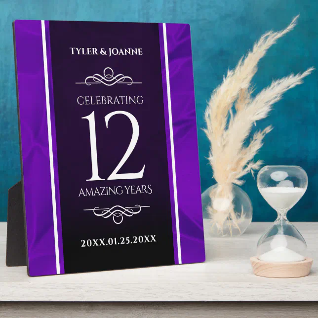 Elegant 12th Silk Wedding Anniversary Celebration Plaque