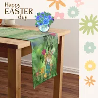 Adorable Easter Bunny Illustration Medium Table Runner