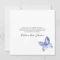 Blue Butterfly Funeral Memorial Thank You Note