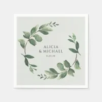 Greenery Wreath Sage Green Wedding Napkins