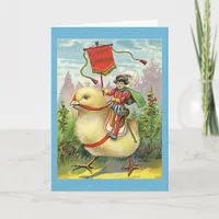 Vintage Easter Girl in Egg on Purple Flowers, ZSSG Holiday Card