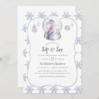 Watercolor Glitter Unicorn Christmas Sip and See Invitation