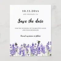 Lavender purple florals wedding save the date flyer