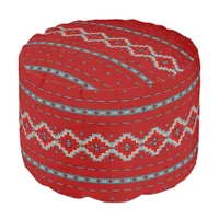 Southwest Mesas Red & Turquoise Round Pouf