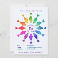 Rainbow fish in ocean cute colorful pattern  invitation