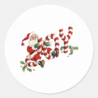 Vintage Joy Santa Christmas Classic Round Sticker