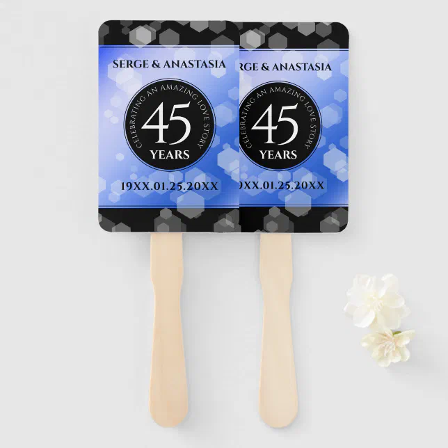 Elegant 45th Sapphire Wedding Anniversary Hand Fan