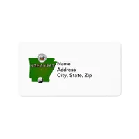 Arkansas Map, Seal and State Faux Quarter Label