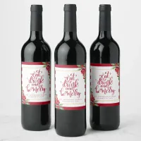 Eat Drink And Be Merry Floral Holiday Party Wine Label