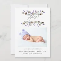 Cotton Lavender Birth Announcement Photo Card