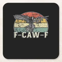 F-Caw-F Cow Funny Bird Vintage Sunset Funny Humor Square Paper Coaster