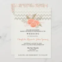 blush gold watercolor floral wedding invitation