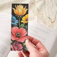 Yellow Blue Red Flowers Botanical Print Two-sided Bookmarks