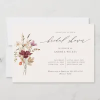 Elegant Boho Wildflowers Fall Bridal Shower Invitation