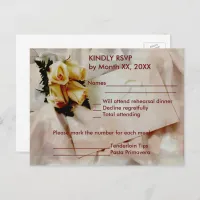 Elegant Ivory Yellow Roses RSVP Rehearsal Postcard