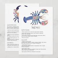 Floral Lobster Coastal Nautical Beach Wedding Menu