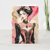 Valentine Lady in Pink and Black Couture Announcement