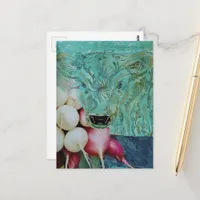The Adorable Cow and the Radishes Collage Postcard