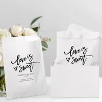 Love is Sweet Modern Fun Wedding Heart Handwriting Favor Bag