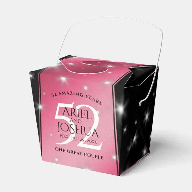 Elegant 52nd Star Ruby Wedding Anniversary Favor Boxes