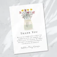 Watercolor Wildflowers Sympathy Funeral  Thank You Card