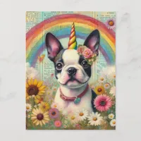 Boston Terrier Unicorn Postcard