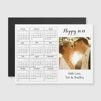 Wedding Photo White Mini 2021 Calendar Magnetic Invitation