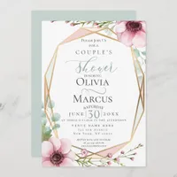 Couple's Shower | Pink Anemones and Foliage Invitation