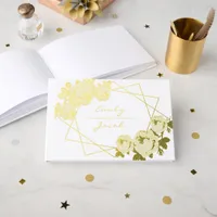 Elegant Gold Foil Geometric Pattern Floral Foil Guest Book