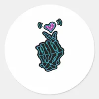 Beautiful Skeleton Hands With A Heart Signal For H Classic Round Sticker
