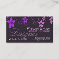 Purple Pink Floral Designer Business Card