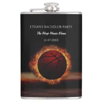 Black Orange Basketball themed party weekend Flask