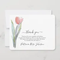 Simple Watercolor Tulip Funeral Memorial Thank You