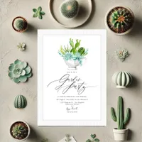 Cactus Succulent Tea Cup Garden Party Invitation