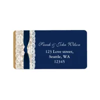 FAUX navy blue lace, burlap ,return address label