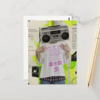 Surreal Boombox Woman Collage Postcard