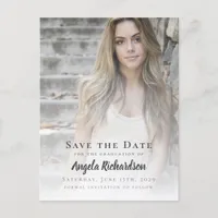 Modern Typography Photo Save the Date Graduation Invitation Postcard