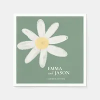 Sage Green Boho Daisy Floral Napkins