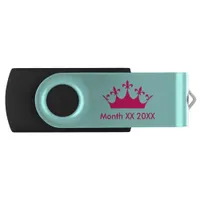 Maid of Honor Tiara & Mustache USB Silver, Black USB Flash Drive