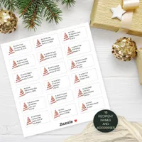 Christmas Tree Gold Red 18 Recipient Addresses Sticker