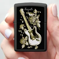 Guitar Strings Shine with Gold Zippo Lighter