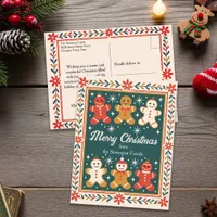 Sweet Gingerbread Family Christmas Greeting Postcard